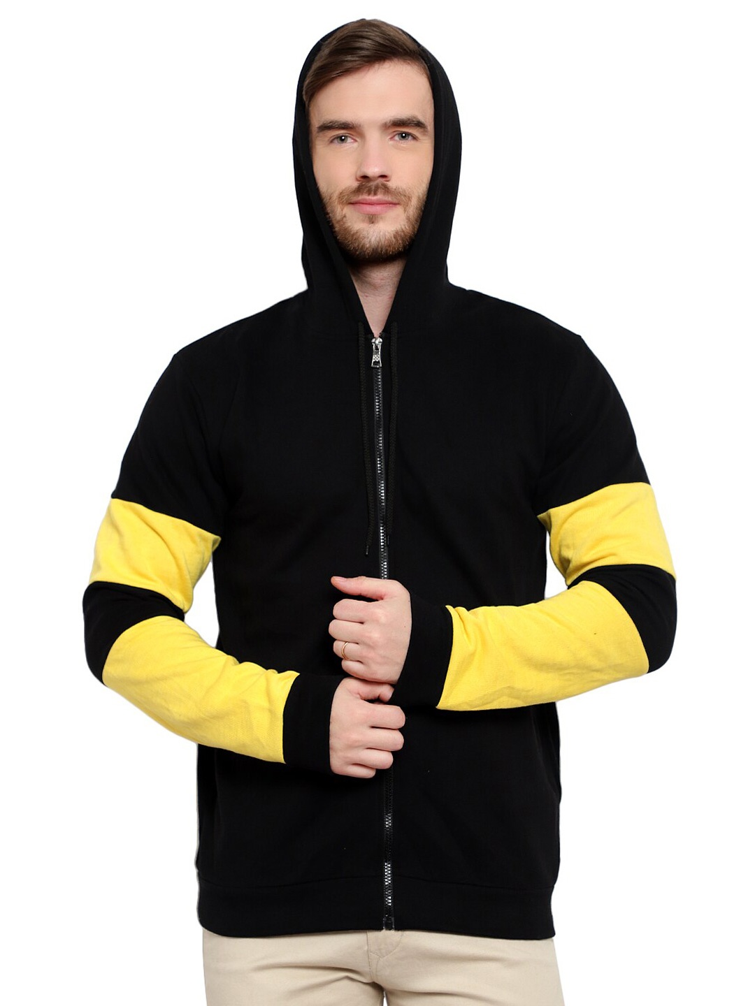 

GLITO Colourblocked Hooded Cotton Sweatshirt, Black