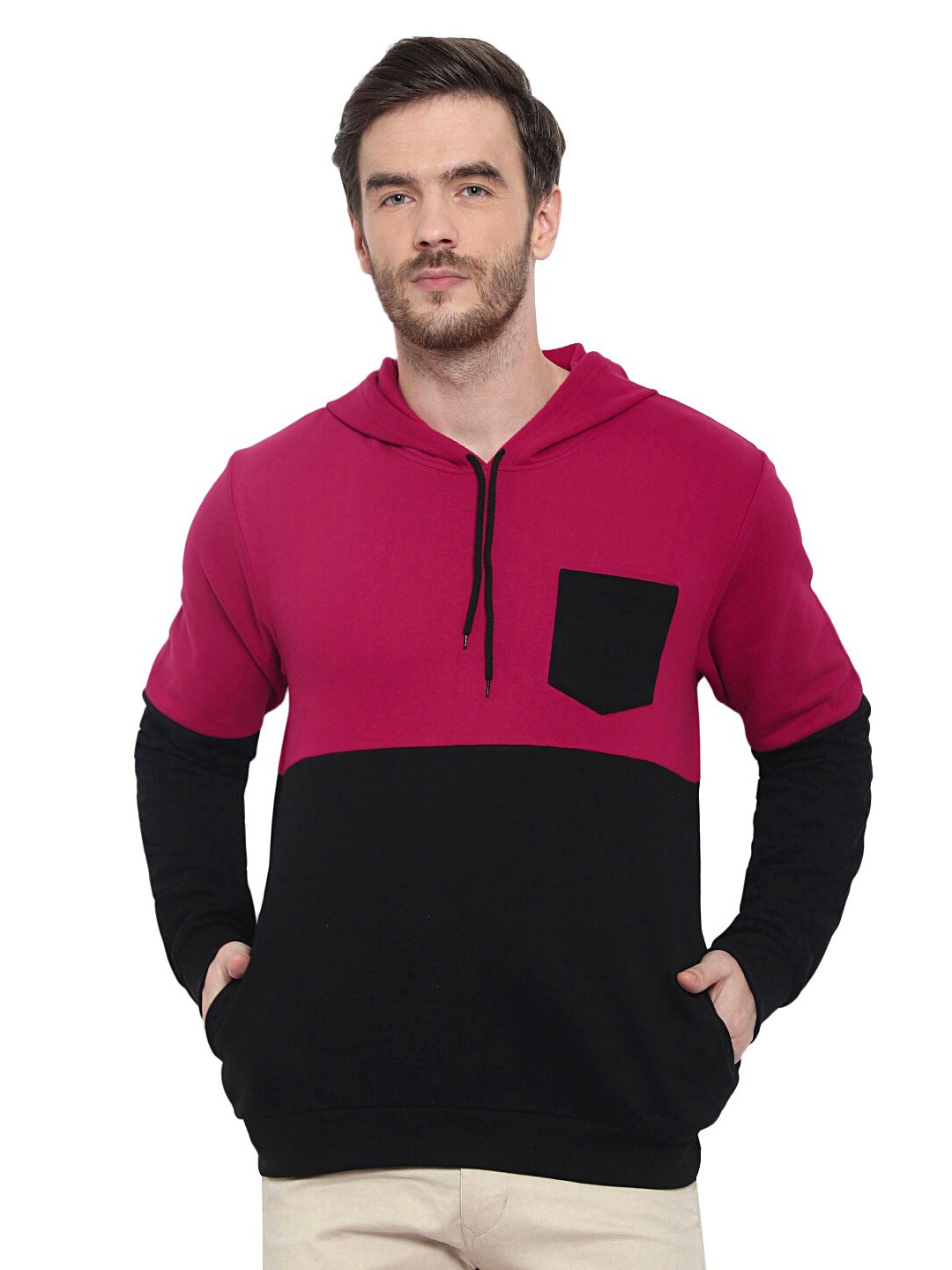 

GLITO Colourblocked Hooded Cotton Sweatshirt, Maroon