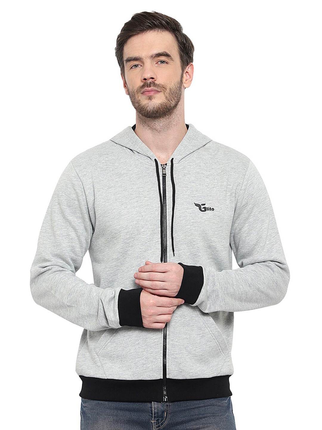 

GLITO Hooded Cotton Sweatshirt, Grey