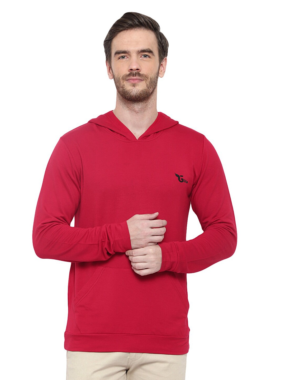 

GLITO Hooded Cotton Sweatshirt, Red