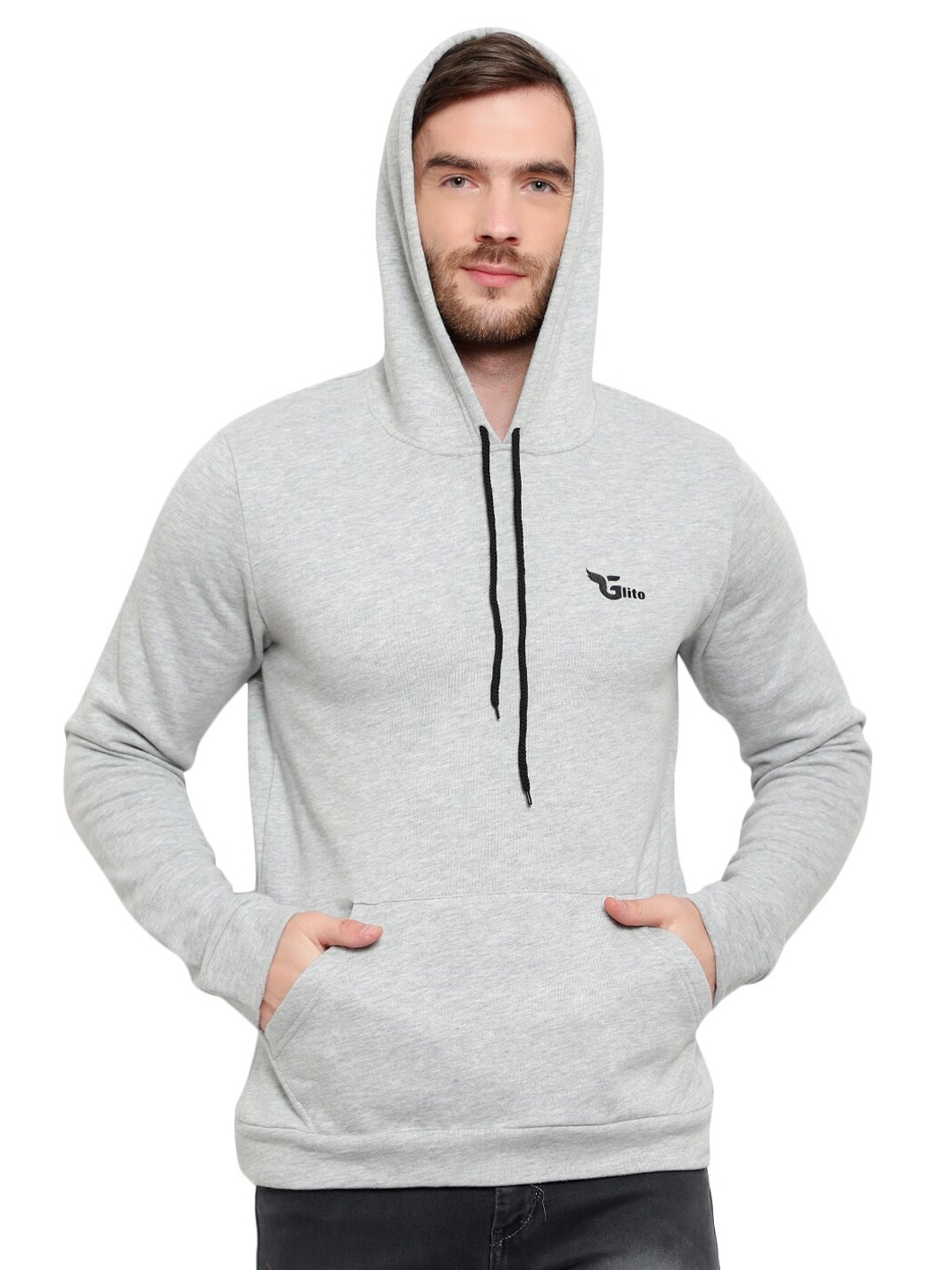 

GLITO Hooded Cotton Sweatshirt, Grey