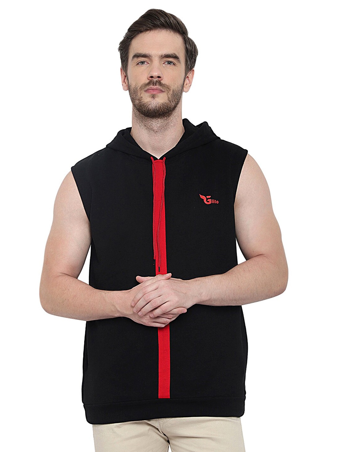

GLITO Hooded Cotton Sweatshirt, Black
