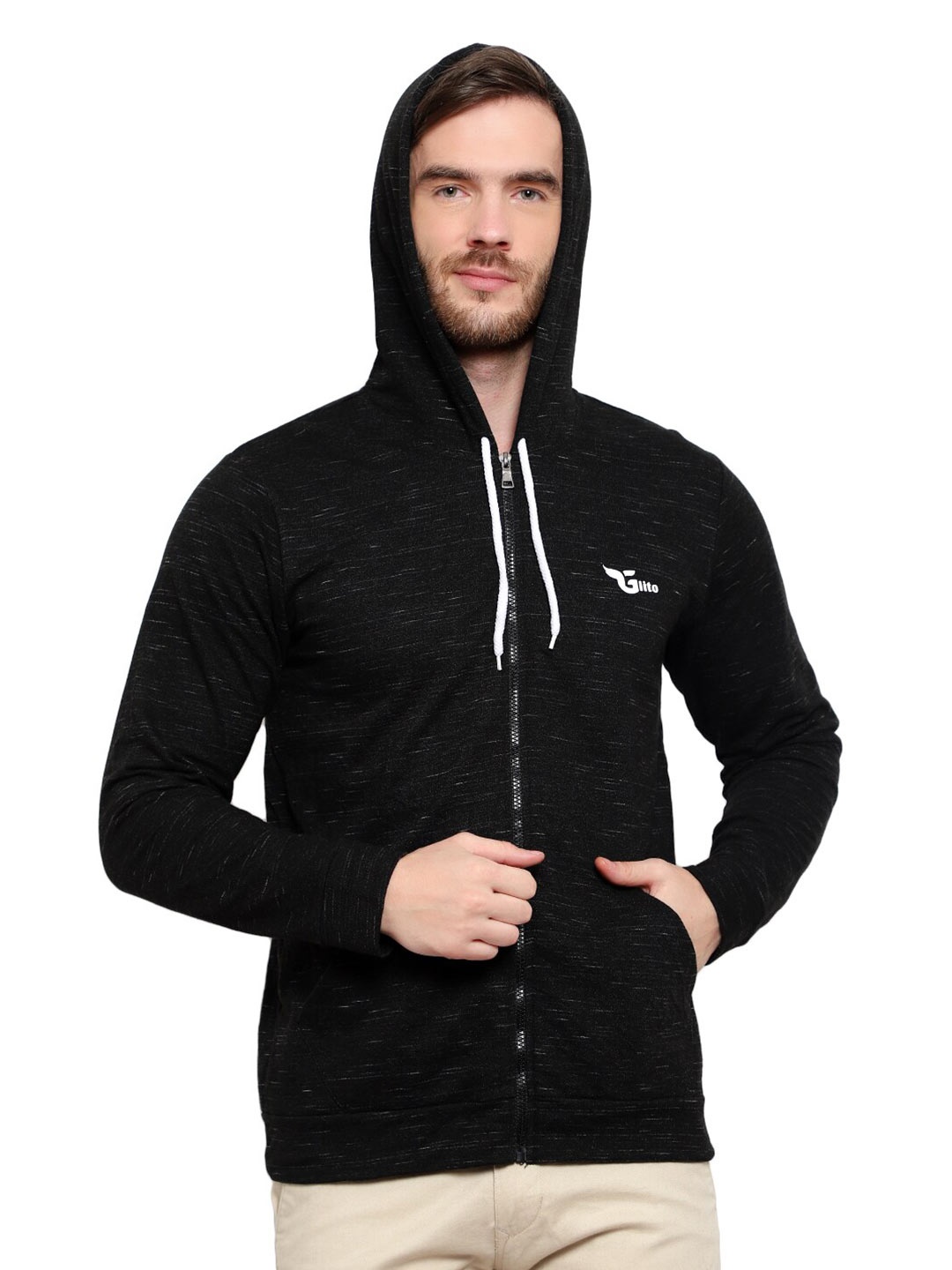 

GLITO Hooded Cotton Sweatshirt, Black