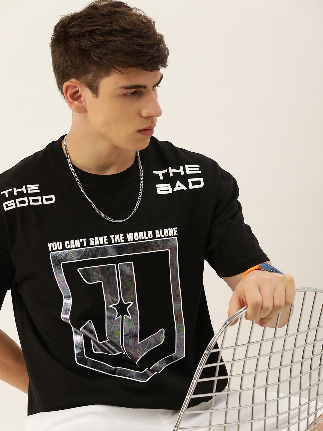 

Kook N Keech Men Graphic Printed Loose T-shirt, Black
