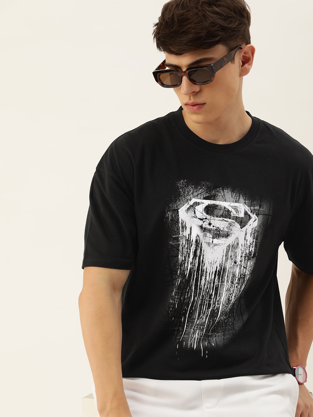 

Kook N Keech Men Superman Printed Loose T-shirt, Black