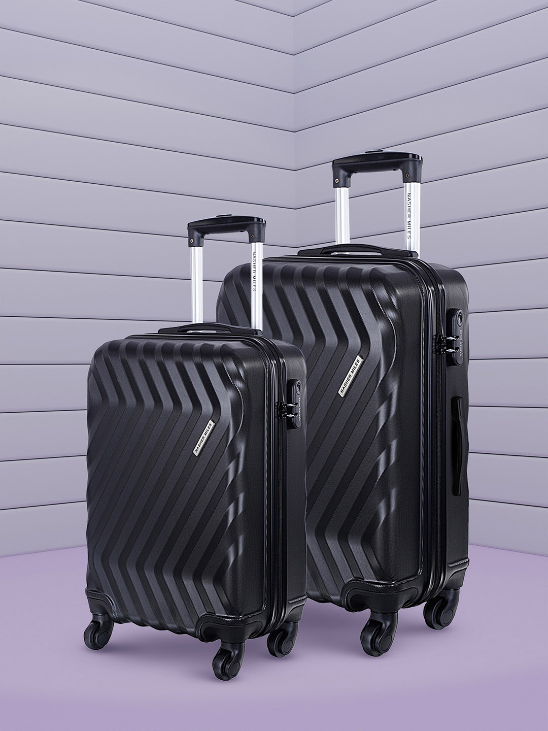 

Nasher Miles Set Of 2 Textured Hard-Sided Trolley Suitcases, Black