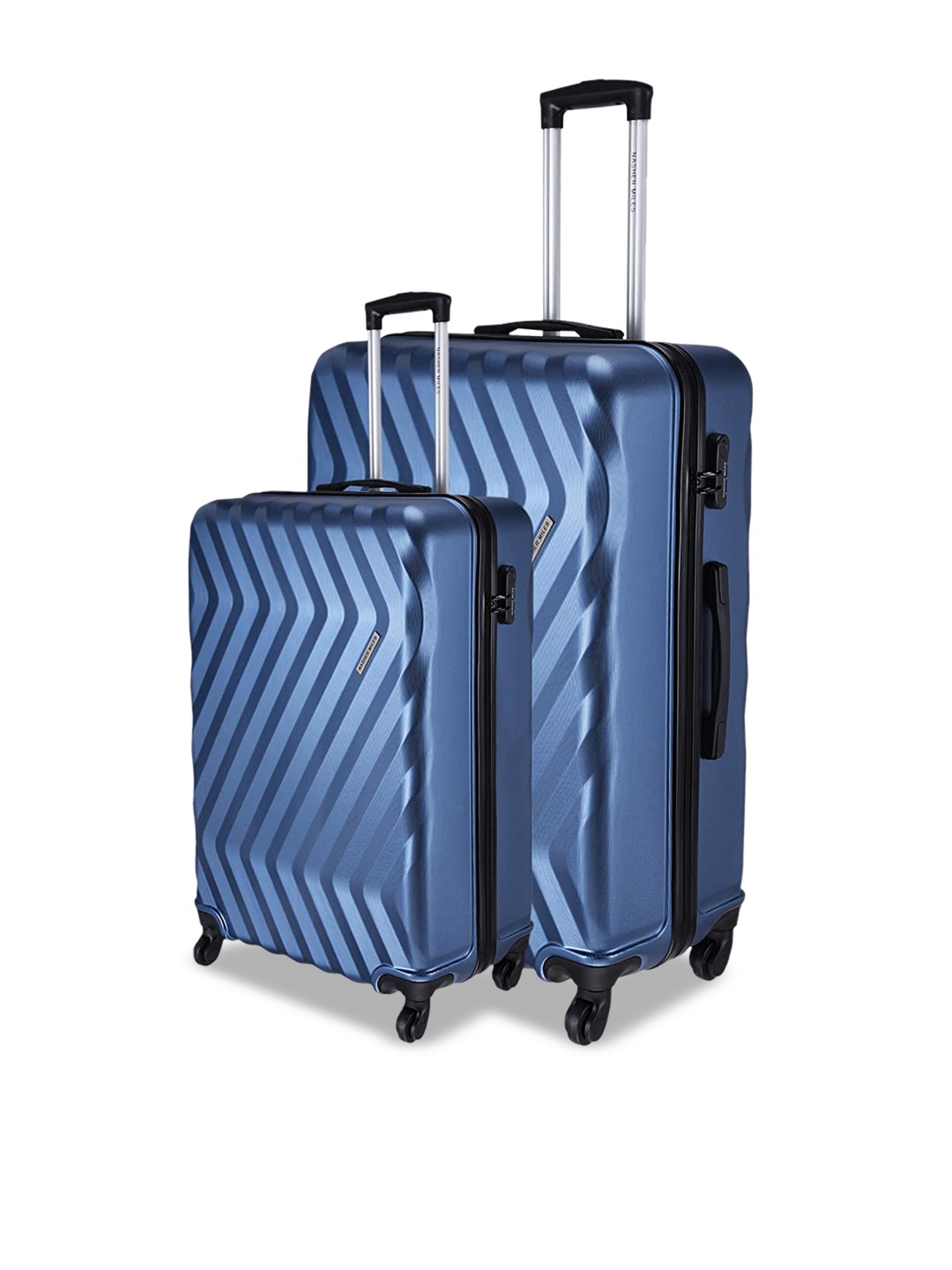 

Nasher Miles Set Of 2 Textured Hard-Sided Trolley Suitcases, Blue