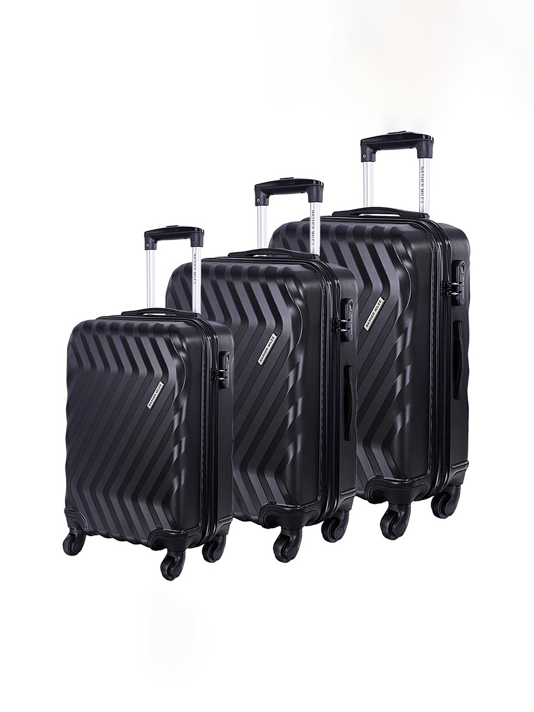 

Nasher Miles Set Of 3 Textured Hard-Sided Trolley Suitcase, Black