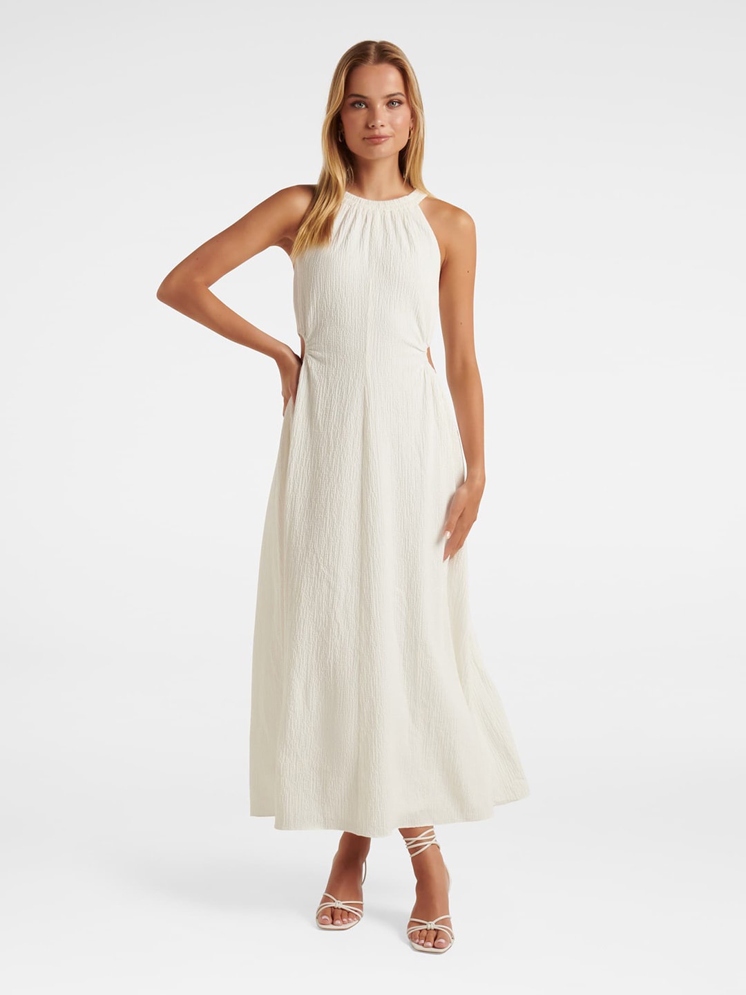 

Forever New Self Design Cut Out Detail Maxi Dress, White