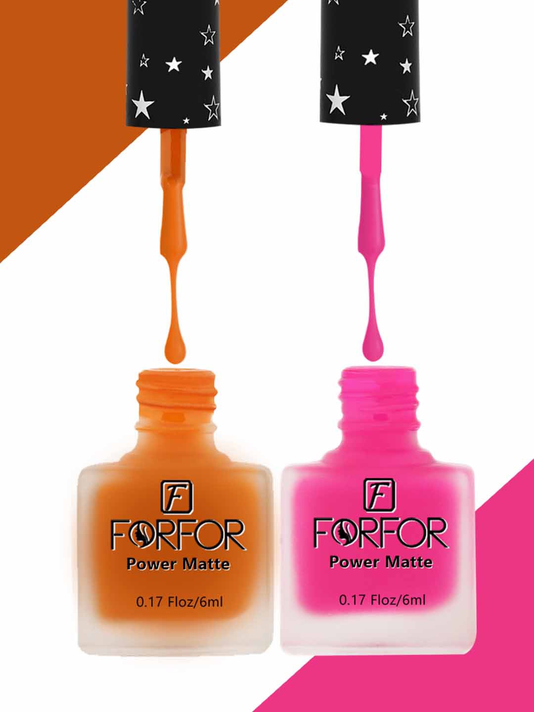 

FORFOR Set Of 2 Power Matte Long Lasting Nail Polishes 6ml Each - Shades 103 & 104, Pink
