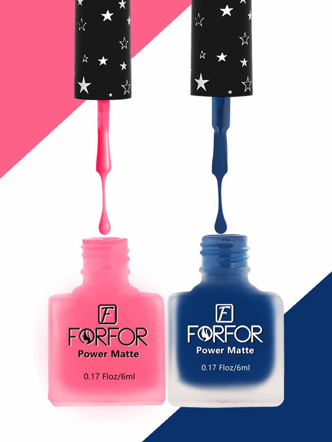 

FORFOR Set Of 2 Power Matte Long-Lasting Nail Polishes 6ml each - 112 & 101, Pink