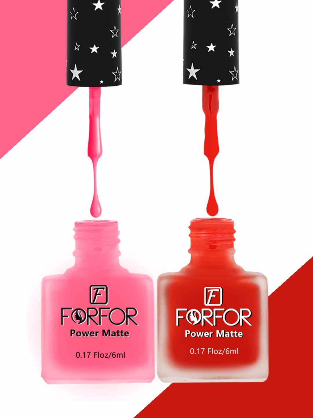 

FORFOR Set Of 2 Power Matte Long-Lasting Nail Polishes 6ml each - 106 & 101, Red