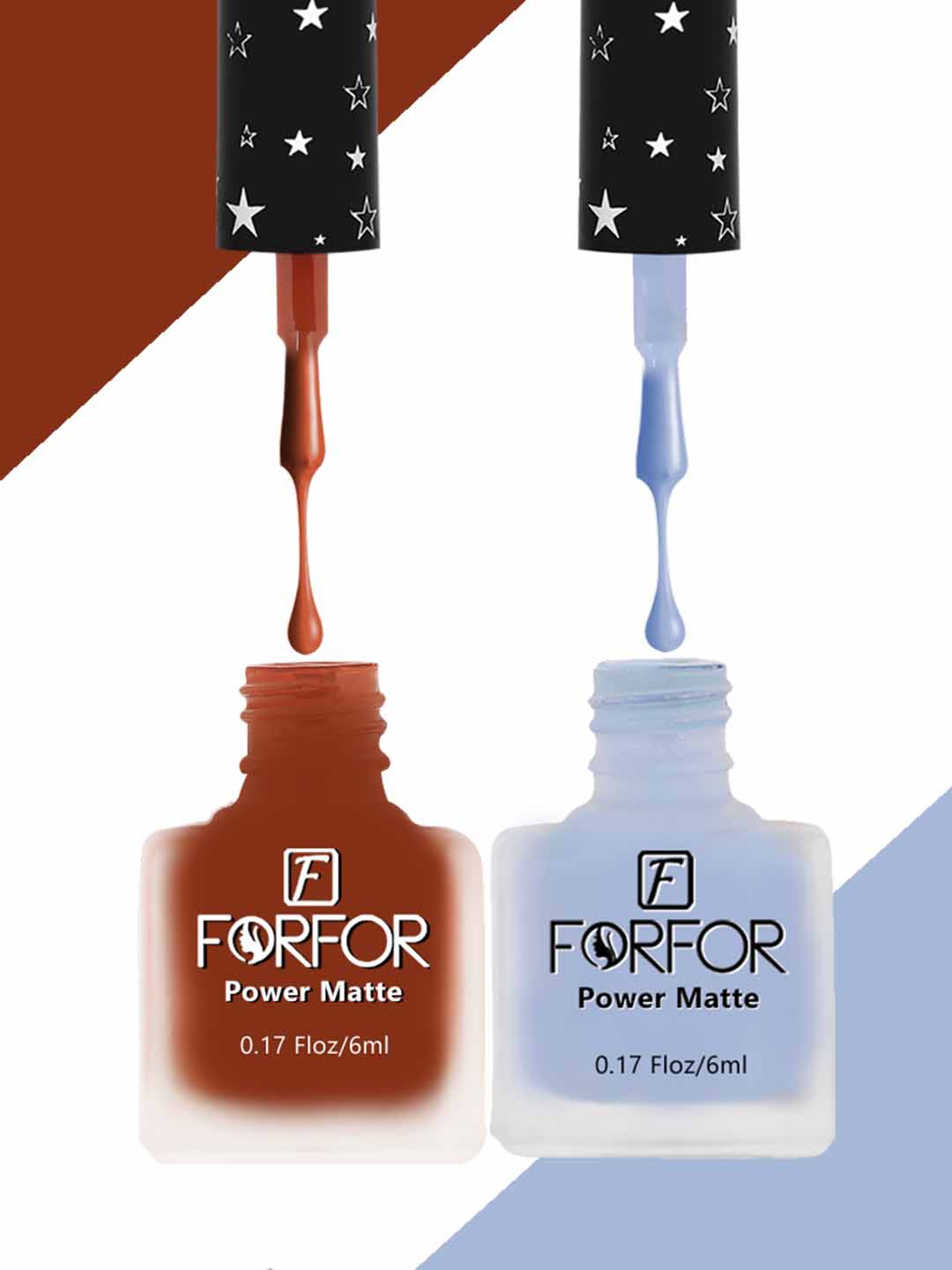 

FORFOR Set Of 2 Power Matte Long-Lasting Nail Polishes 6ml each - 118 & 119, Blue