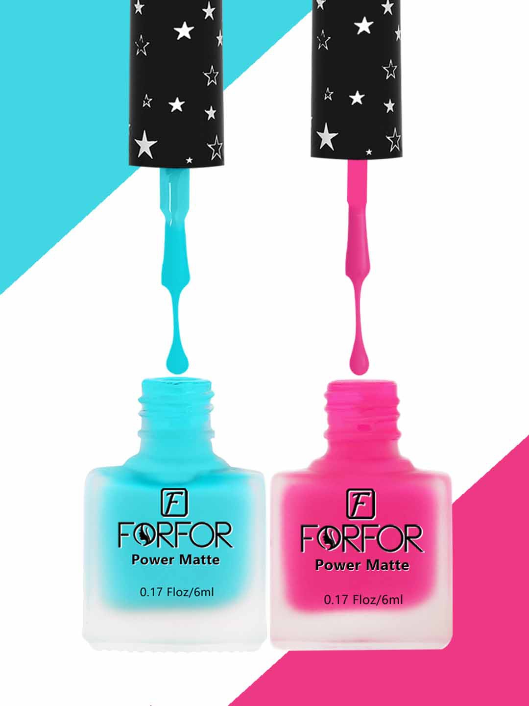 

FORFOR Set Of 2 Power Matte Long-Lasting Nail Polishes 6ml each - 113 & 104, Blue
