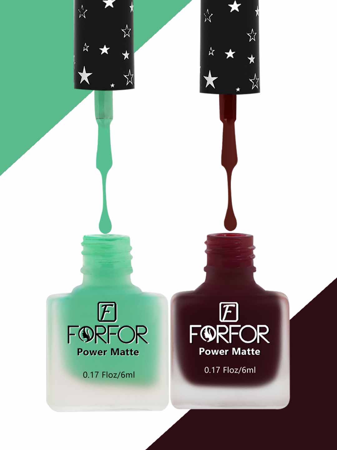 

FORFOR Set Of 2 Power Matte Long-Lasting Nail Polishes 6ml each - 108 & 109, Green