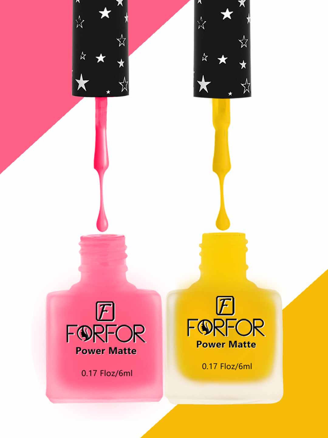 

FORFOR Set Of 2 Power Matte Long-Lasting Nail Polishes 6ml each - 101 & 116, Yellow