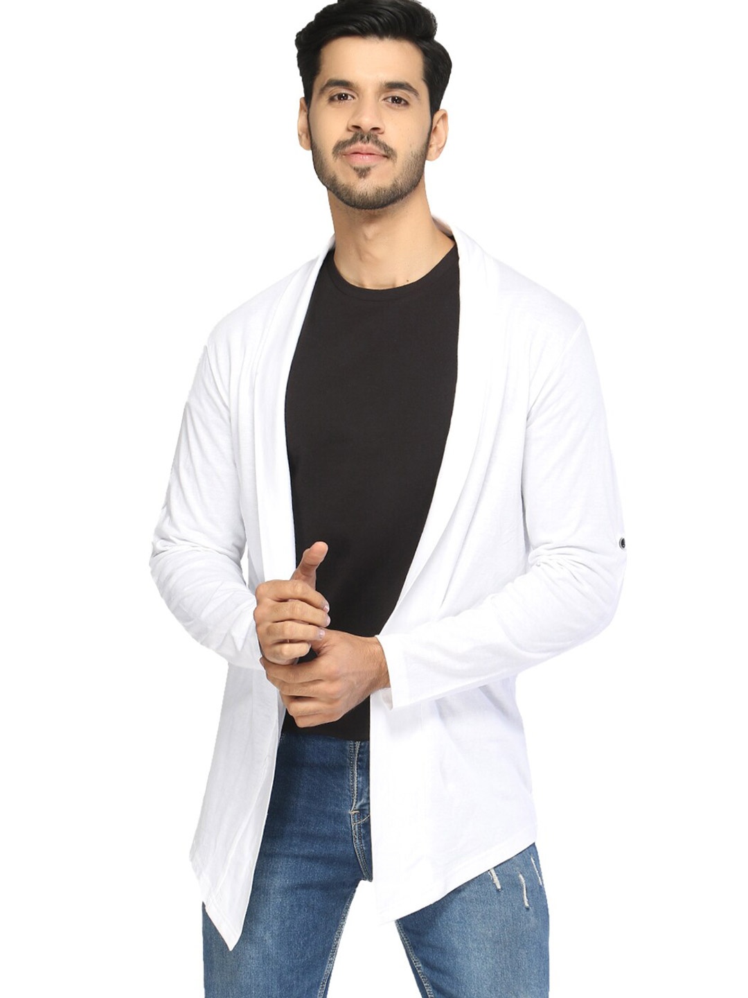 

GLITO Shawl Collar Cotton Shrug, White