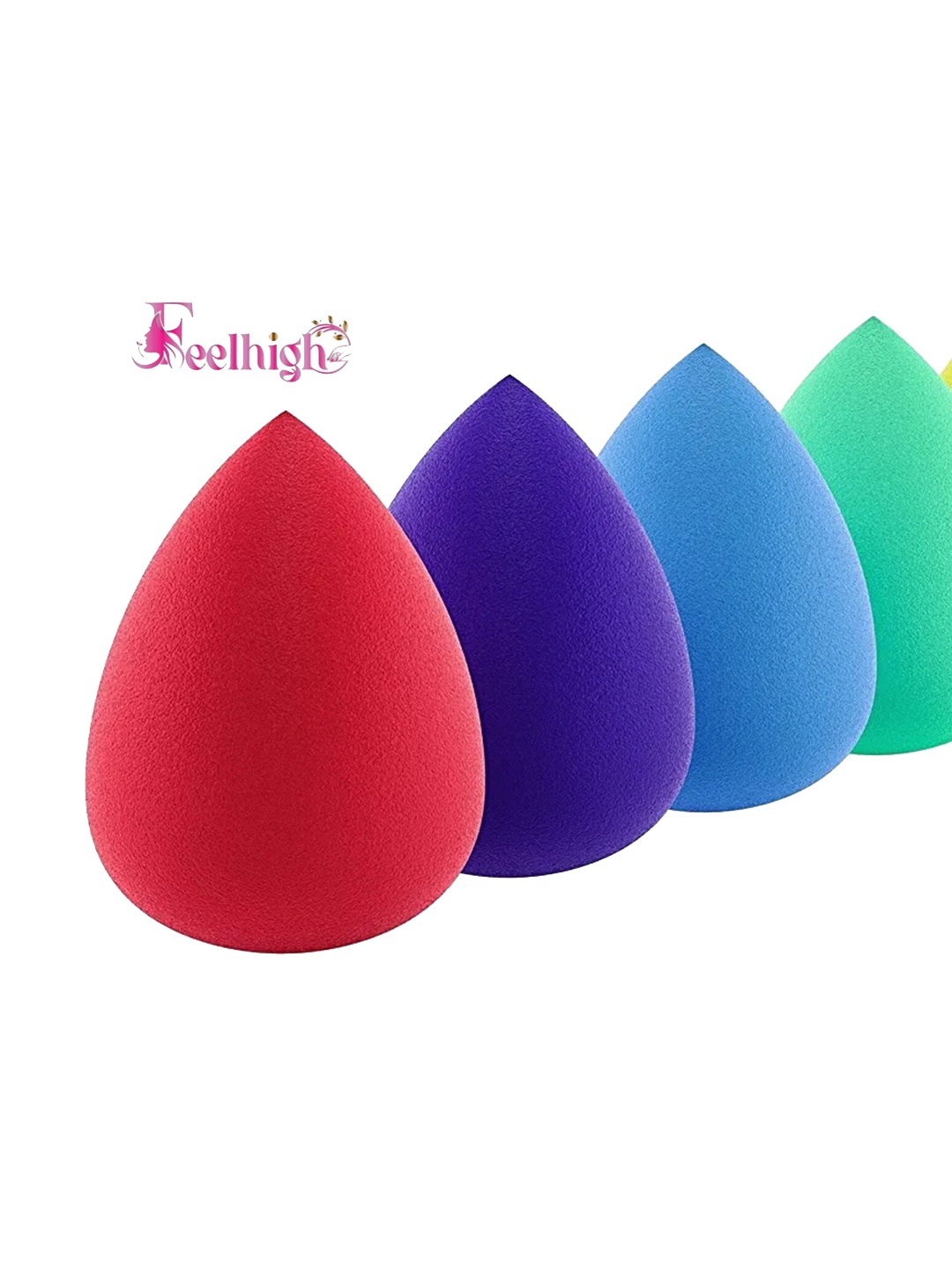 

FEELHIGH 4-Pcs Import Materials Powder Puff Beauty Blenders, Blue