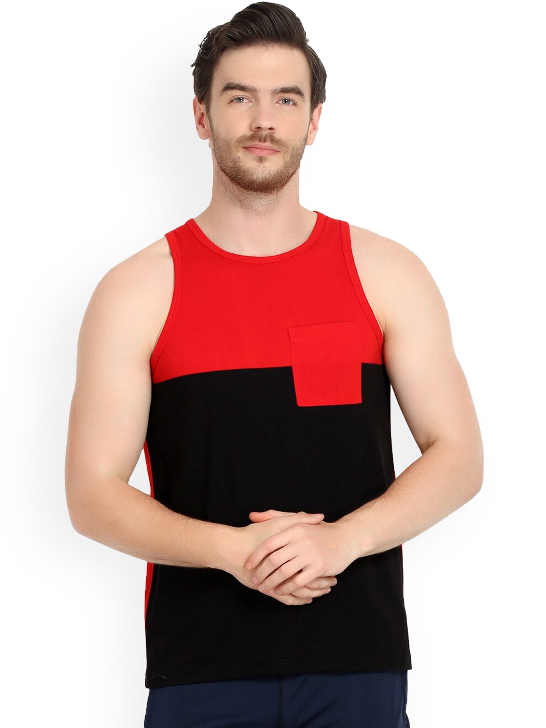 

GLITO Colourblocked Sleeveless Sports Gym Vest, Black