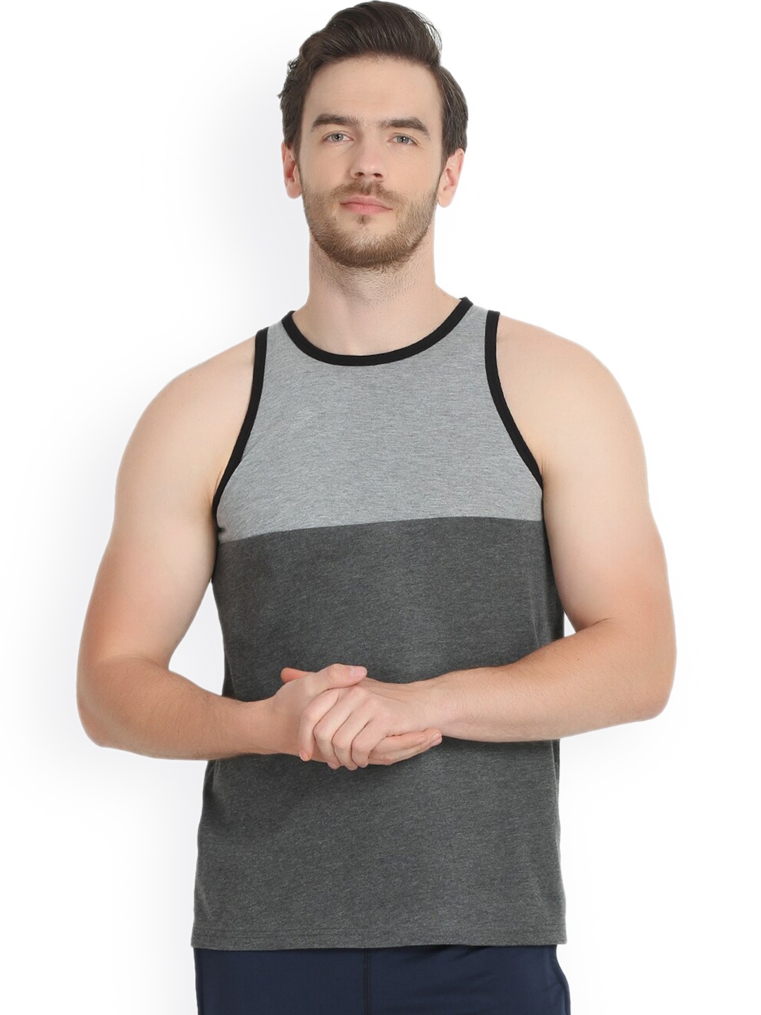 

GLITO Colourblocked Sleeveless Sports Gym Vest, Grey