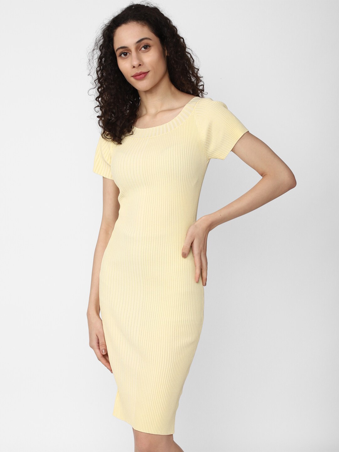 

Van Heusen Woman Round Neck Bodycon Dress, Yellow