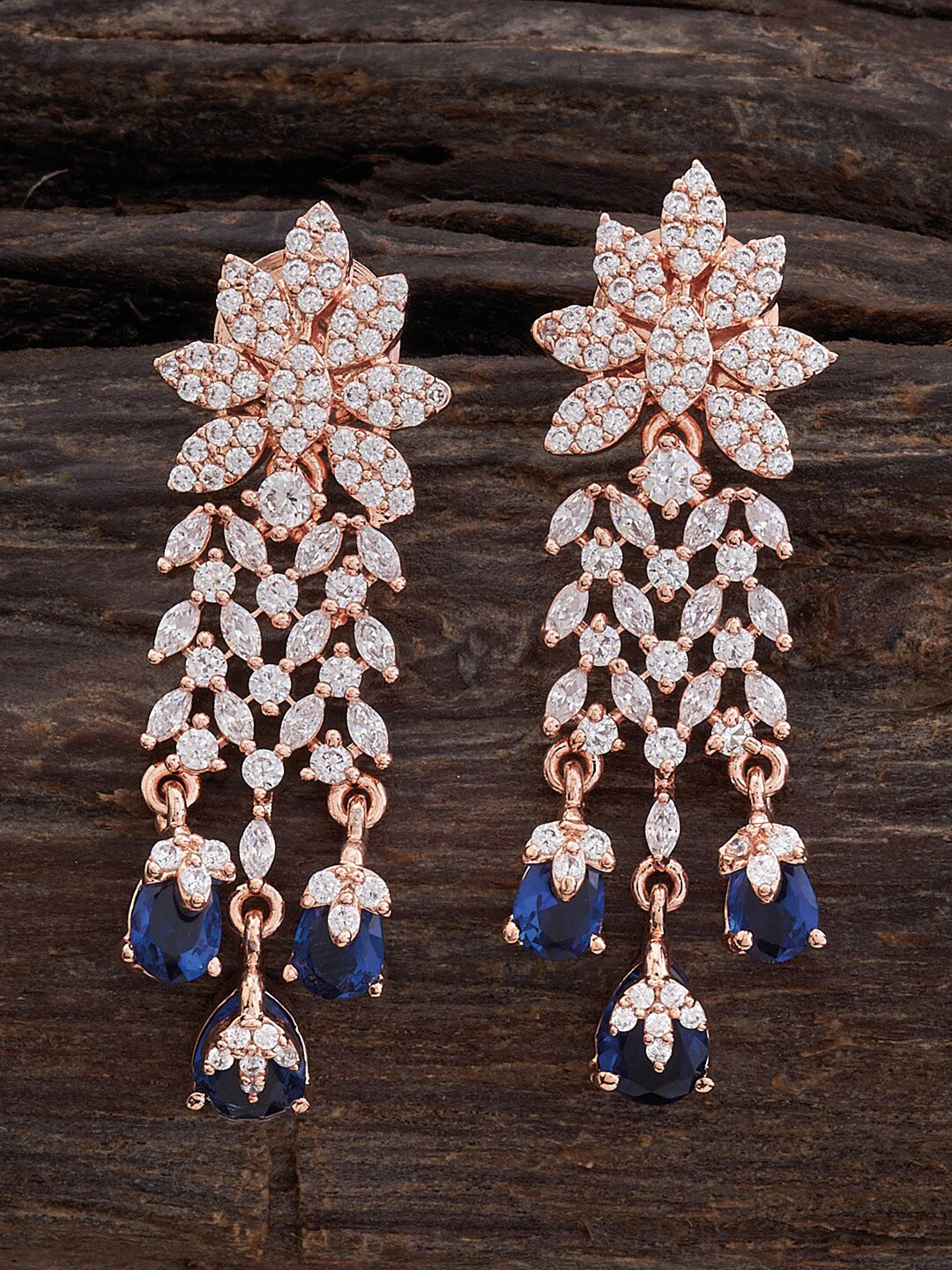 

Kushal's Fashion Jewellery Leaf Shaped Zircon Earring, Blue
