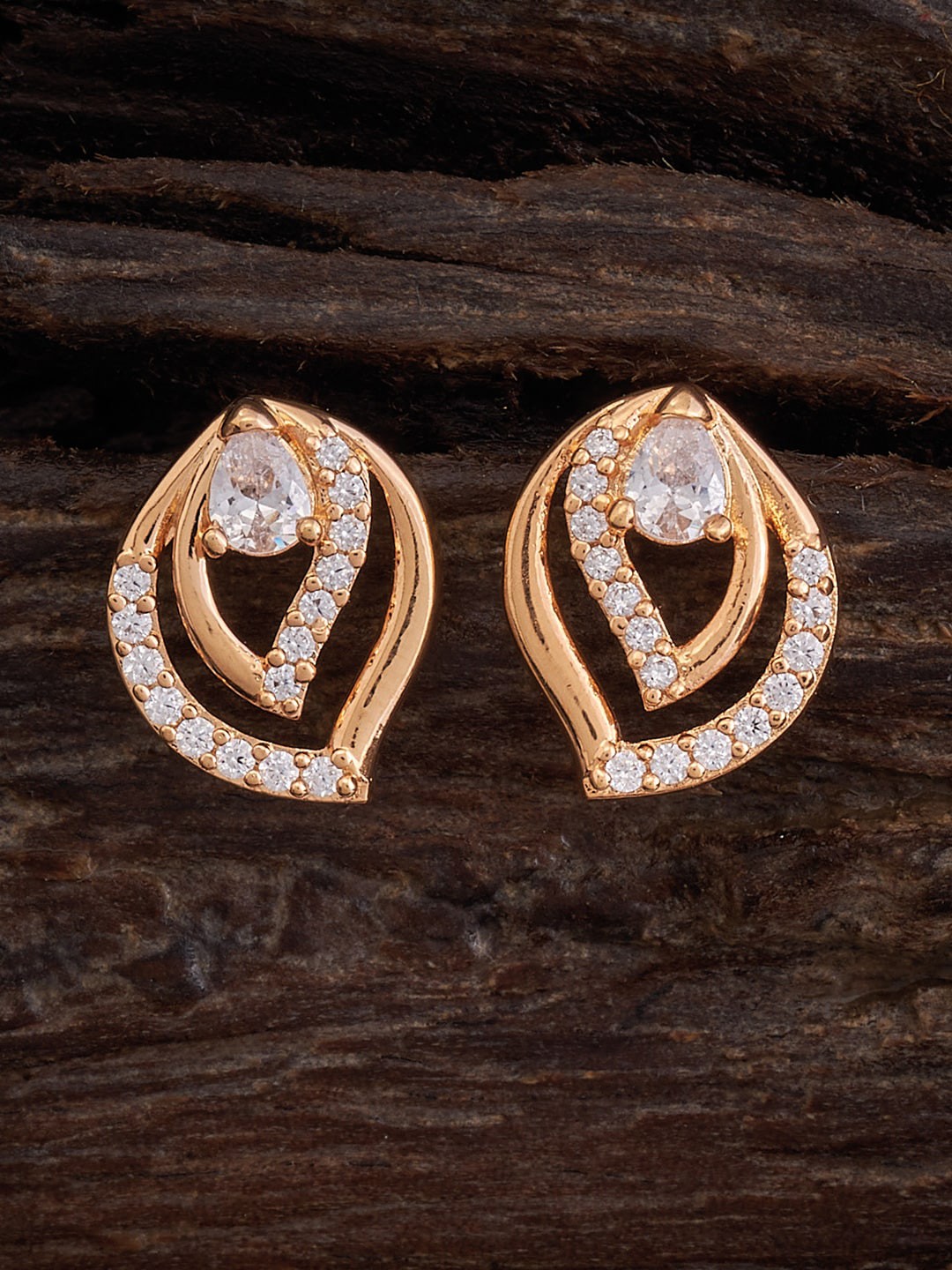 

Kushal's Fashion Jewellery Rose Gold-Plated Paisley Shaped Studs