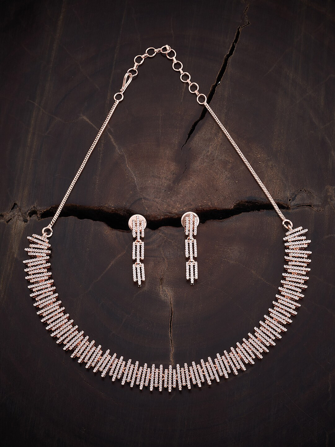 

Kushal's Fashion Jewellery Rose Gold-Plated Cubic Zircon Studded Jewellery Set