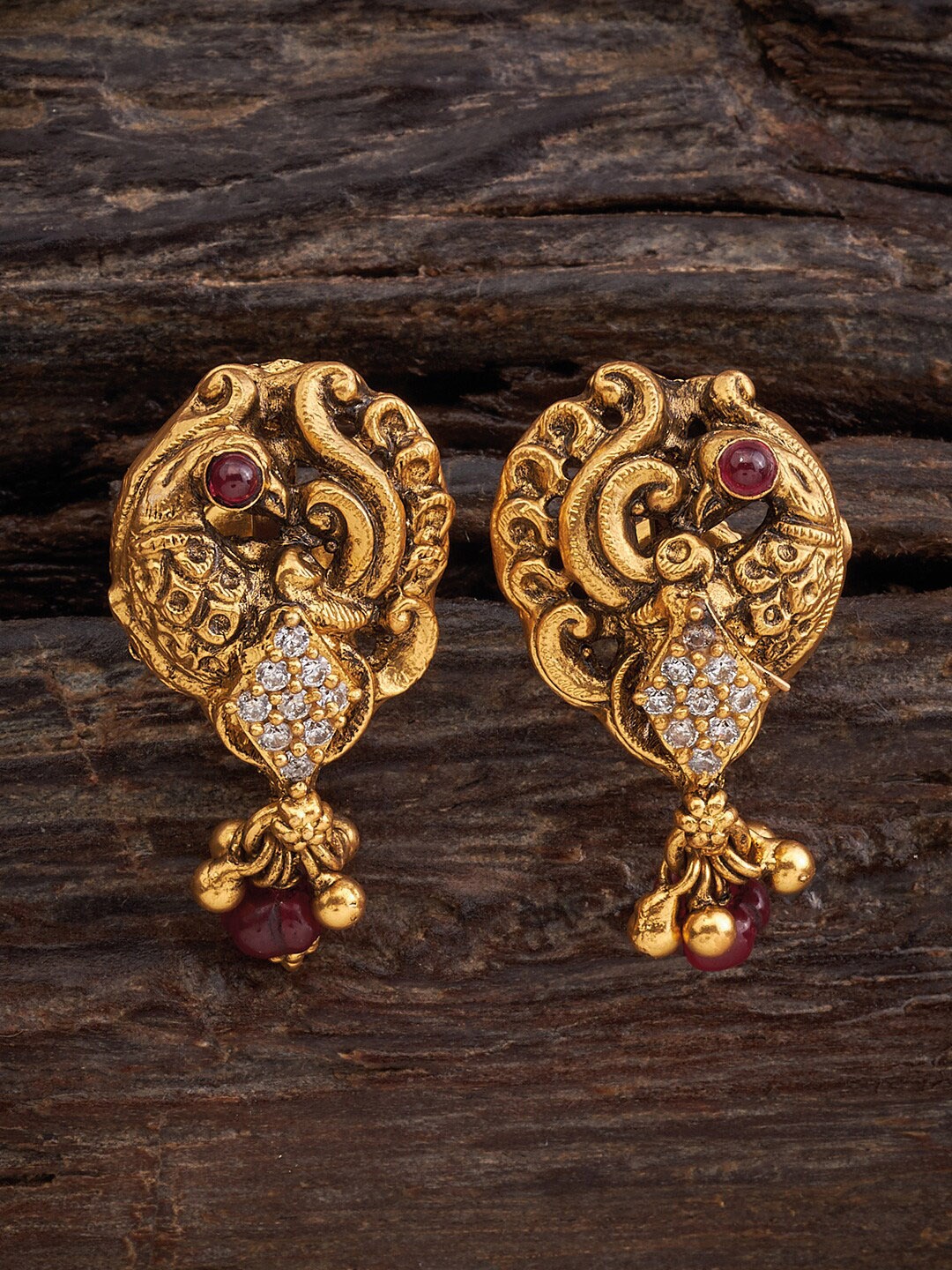 

Kushal's Fashion Jewellery Peacock Shaped Drop Earrings, Gold