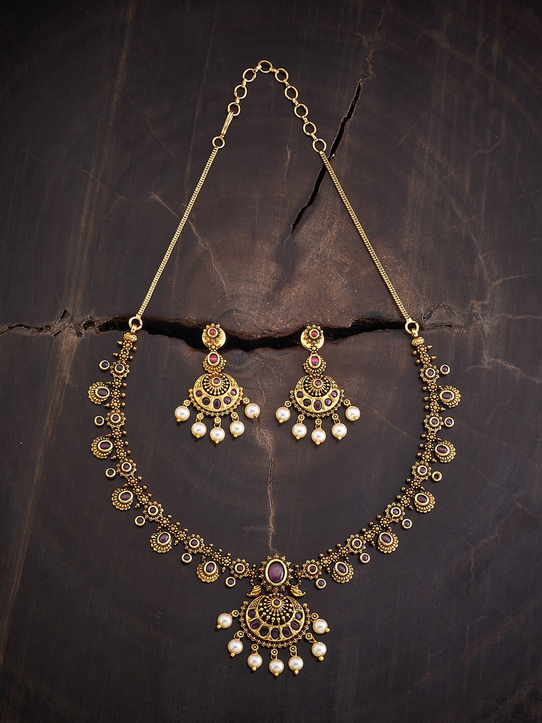 

Kushal's Fashion Jewellery Gold-Plated Stone-Studded & Beaded Jewellery Set