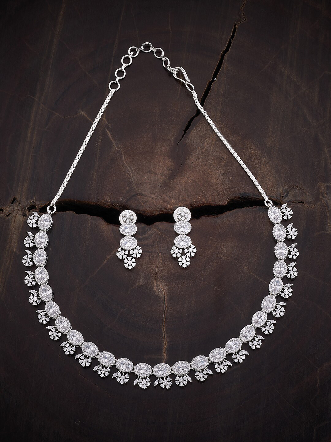 

Kushal's Fashion Jewellery Silver-Plated Cubic Zirconia-Studded JewellerySet