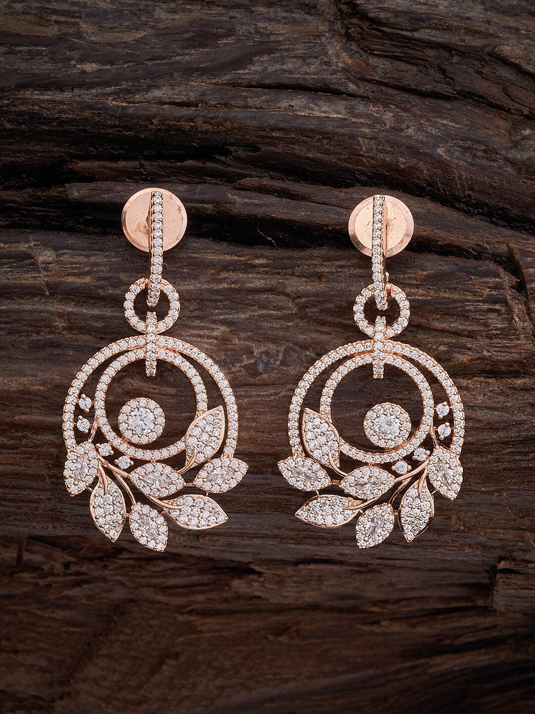 

Kushal's Fashion Jewellery Rose Gold-Plated Circular Drop Earrings