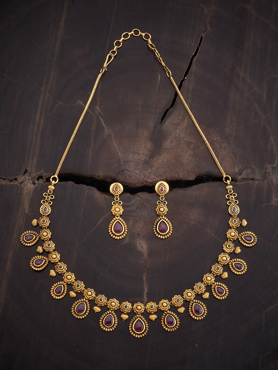 

Kushal's Fashion Jewellery Stone Studded & Beaded Jewellery Set, Red