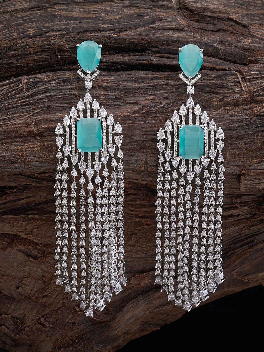 

Kushal's Fashion Jewellery Contemporary Drop Zircon Earring, White