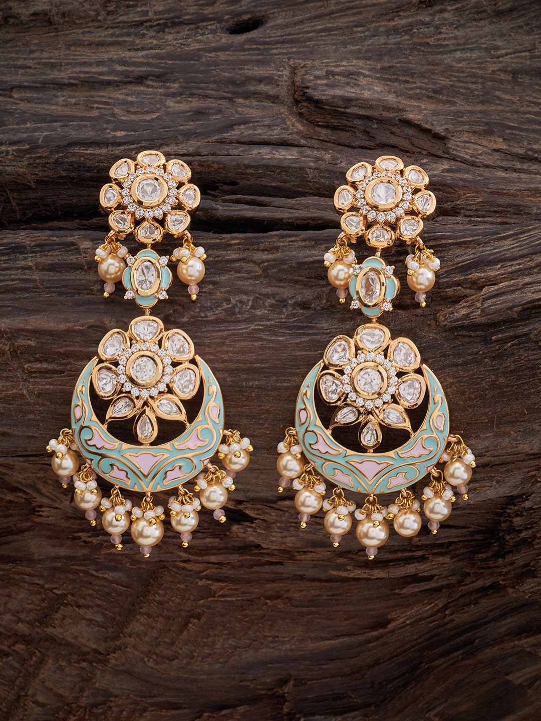

Kushal's Fashion Jewellery Circular Chandbalis Earrings, Gold