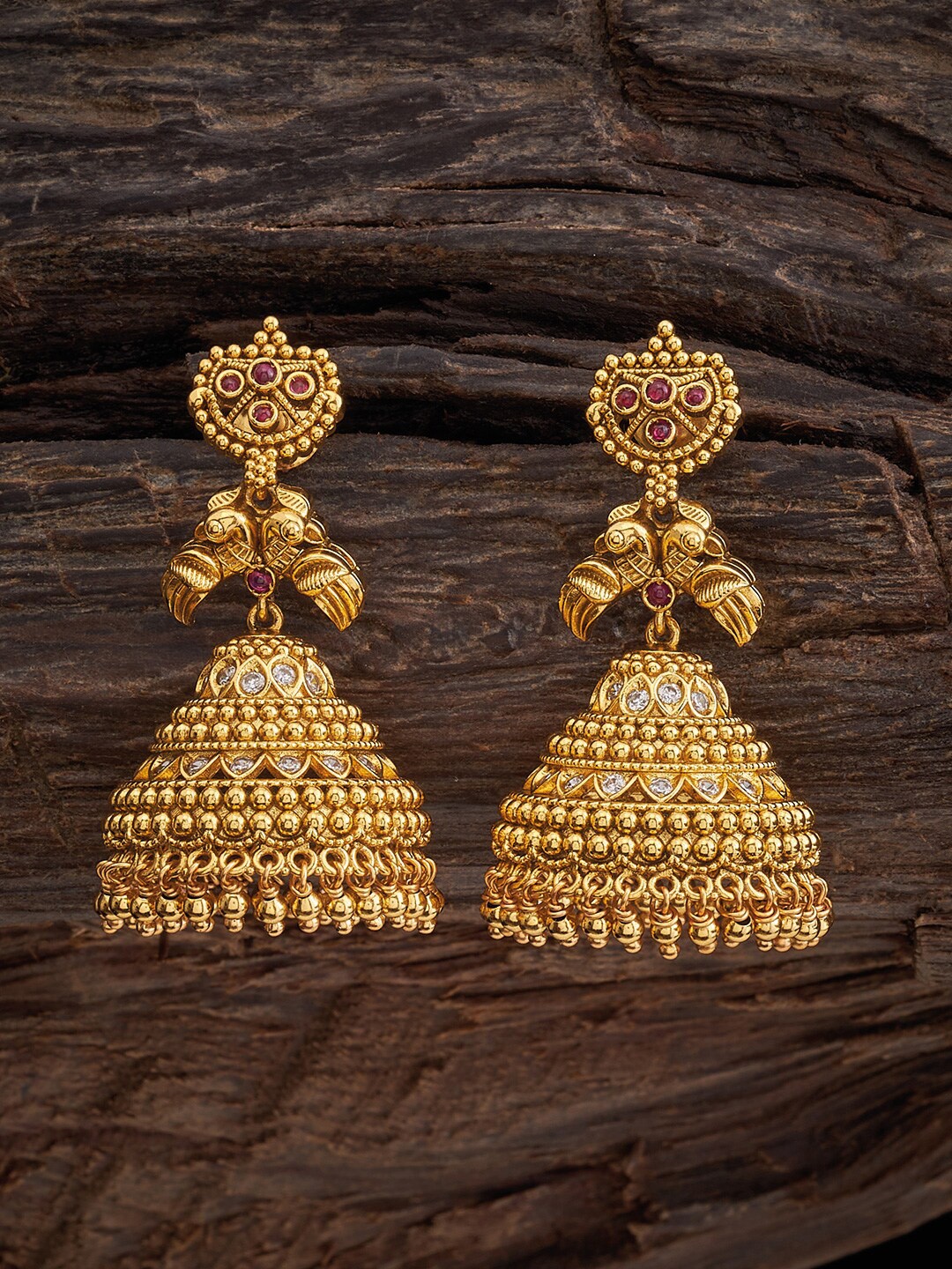 

Kushal's Fashion Jewellery Dome Shaped Jhumkas Temple Earring, Gold