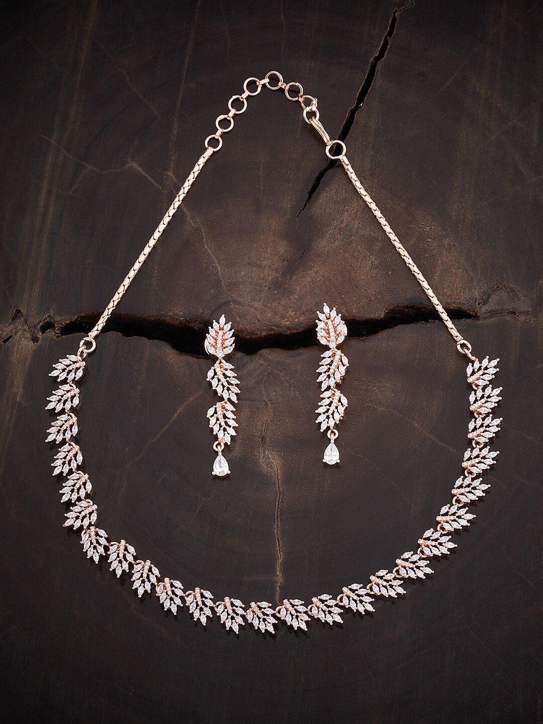 

Kushal's Fashion Jewellery Rose Gold-Plated CZ-Studded Jewellery Set
