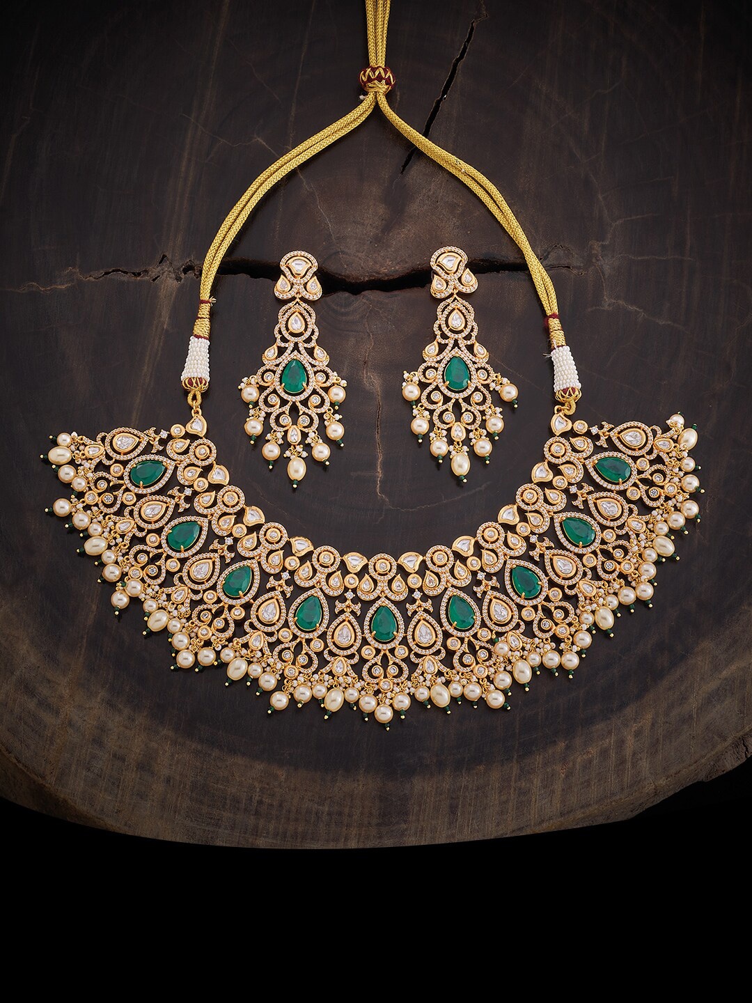 

Kushal's Fashion Gold-Plated Artificial Stones & Beads Jewellery Set
