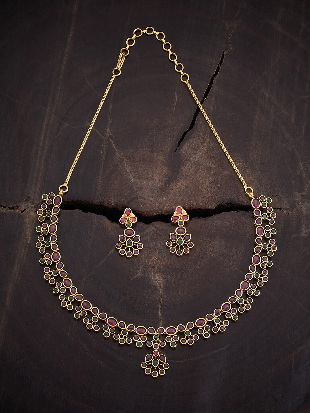 

Kushal's Fashion Jewellery Stone-Studded Jewellery Set, Gold