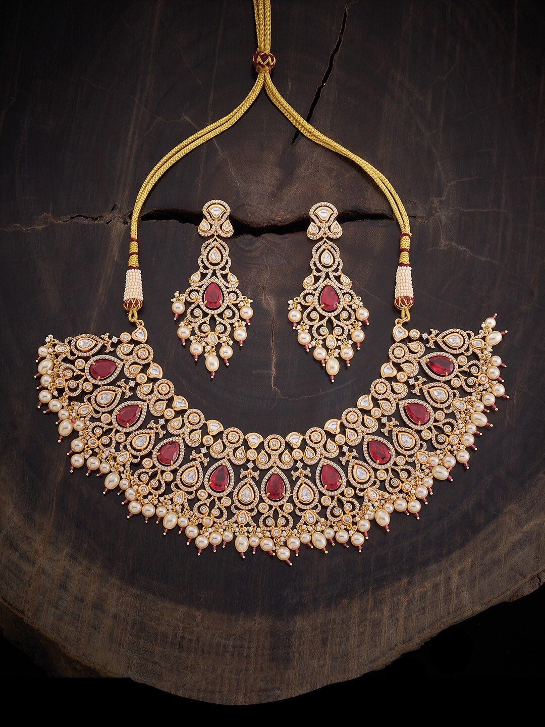 

Kushal's Fashion Jewellery Gold Plated Kundan-Studded & Beaded Jewellery Set