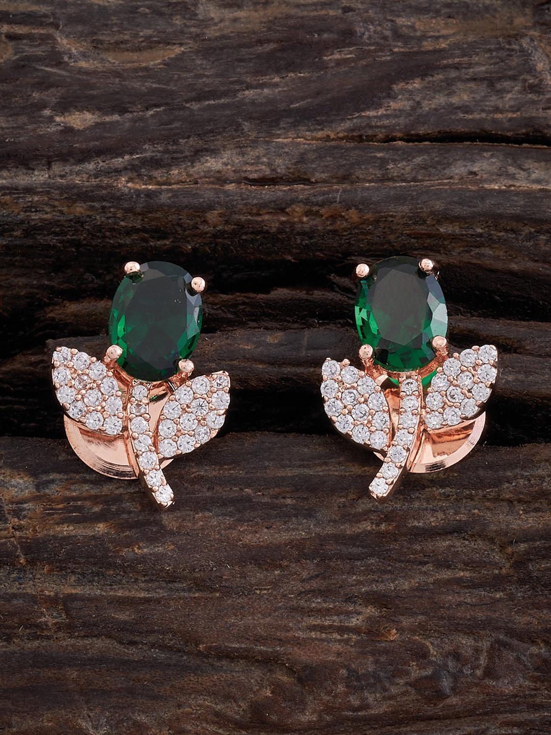 

Kushal's Fashion Jewellery Floral Cubic Zirconia Studs, Rose gold