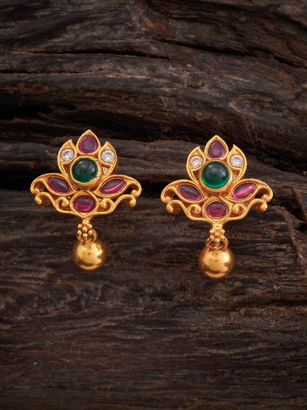 

Kushal's Fashion Jewellery Studded 92.5 Pure Silver Studs Earrings, Gold