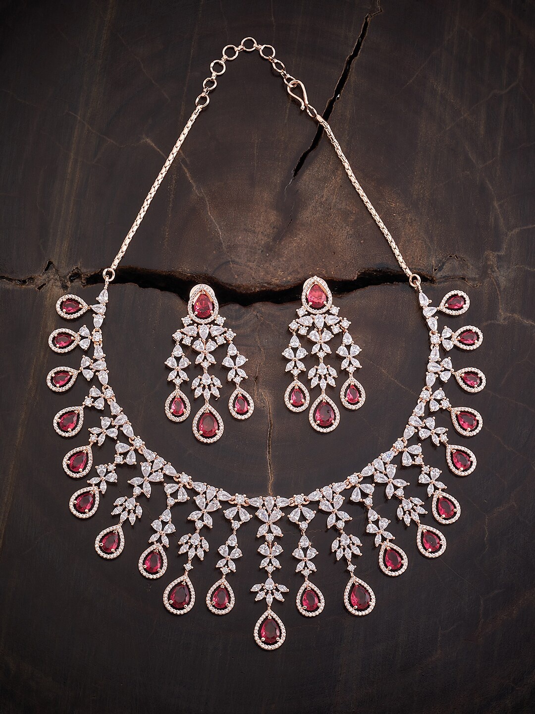 

Kushal's Fashion Jewellery Rose Gold-Plated CZ-Studded Jewellery Set