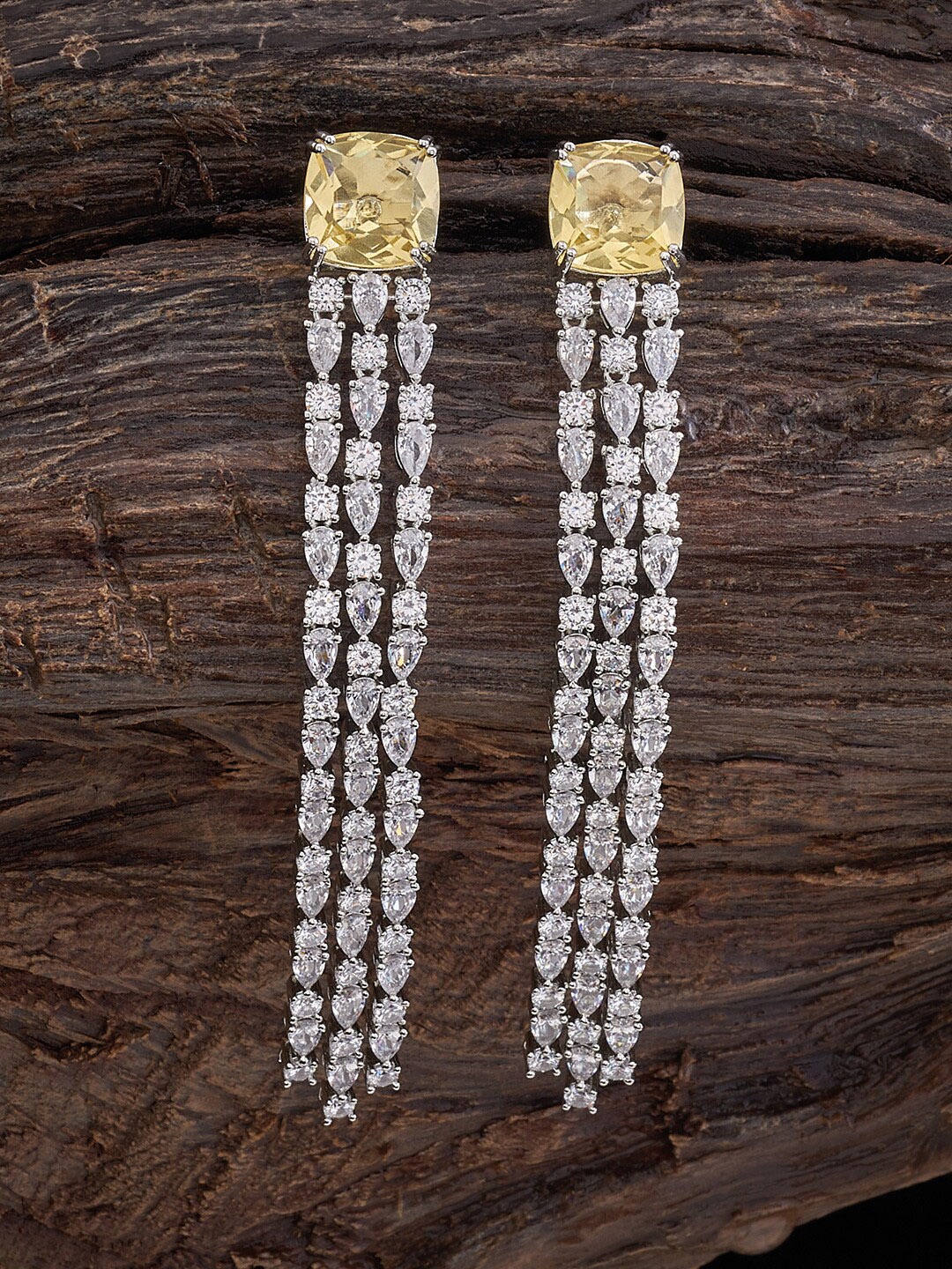 

Kushal's Fashion Jewellery Contemporary Drop Zircon Earrings, Yellow