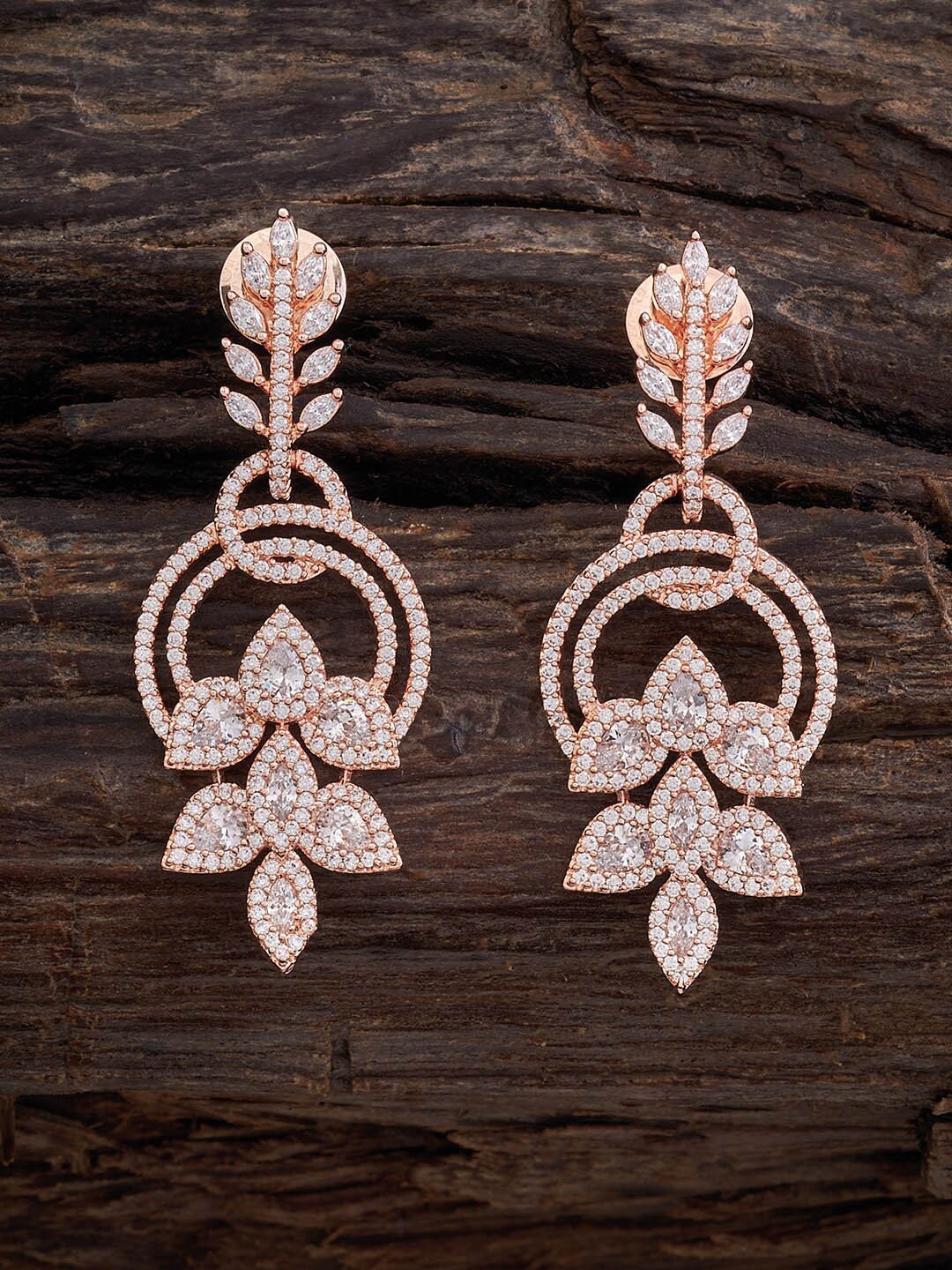 

Kushal's Fashion Jewellery Rose Gold-Plated Leaf Shaped Drop Earrings
