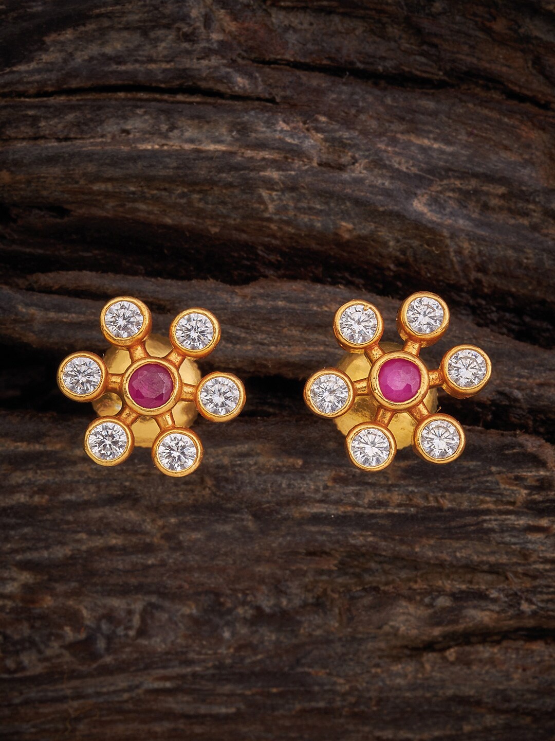

Kushal's Fashion Jewellery 92.5 Pure Silver Circular Studs Earrings, Gold