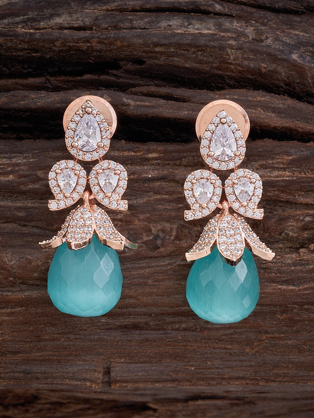 

Kushal's Fashion Jewellery Rose Gold-Plated Teardrop Shaped Studs Earrings