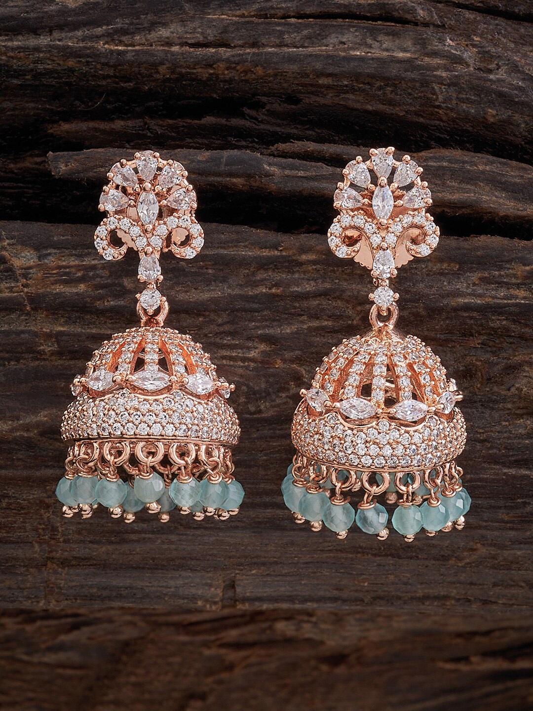 

Kushal's Fashion Jewellery Dome Shaped Jhumkas Earrings, Sea green
