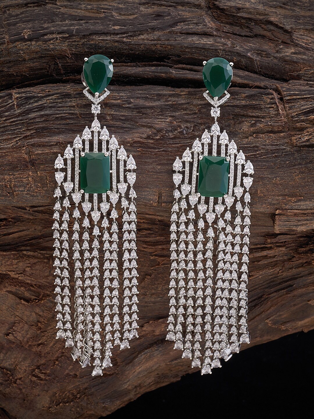 

Kushal's Fashion Jewellery Silver Plated Contemporary Zircon Drop Earrings