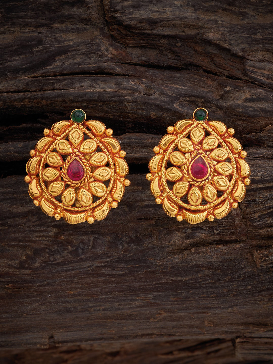 

Kushal's Fashion Jewellery Teardrop Shaped Studs Earrings, Gold